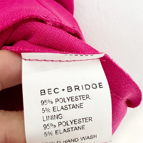 NWT BEC & BRIDGE amelie short mini dress magenta neon pink bodycon new US size 4 - Picture 7 of 10
